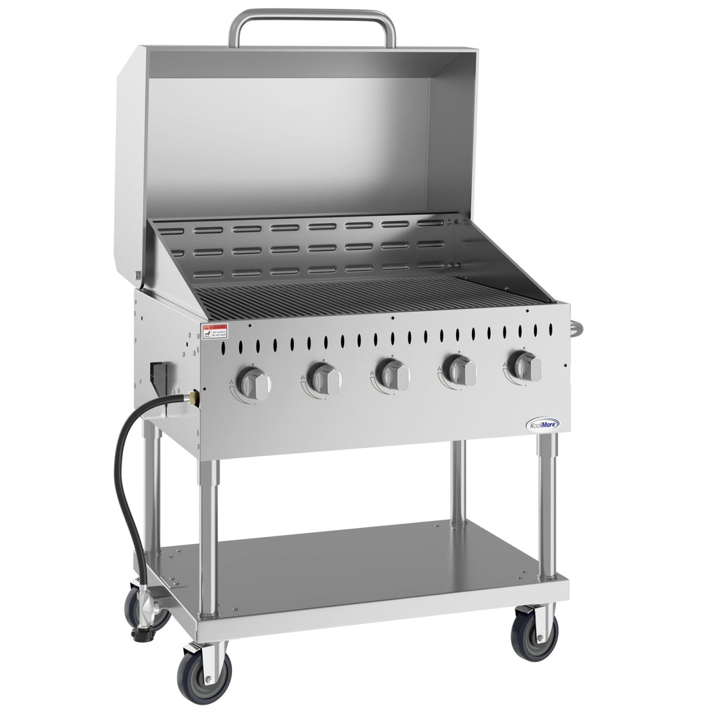 36 in. Commercial Outdoor Propane Gas Grill with Roll Dome Cover in Stainless Steel
