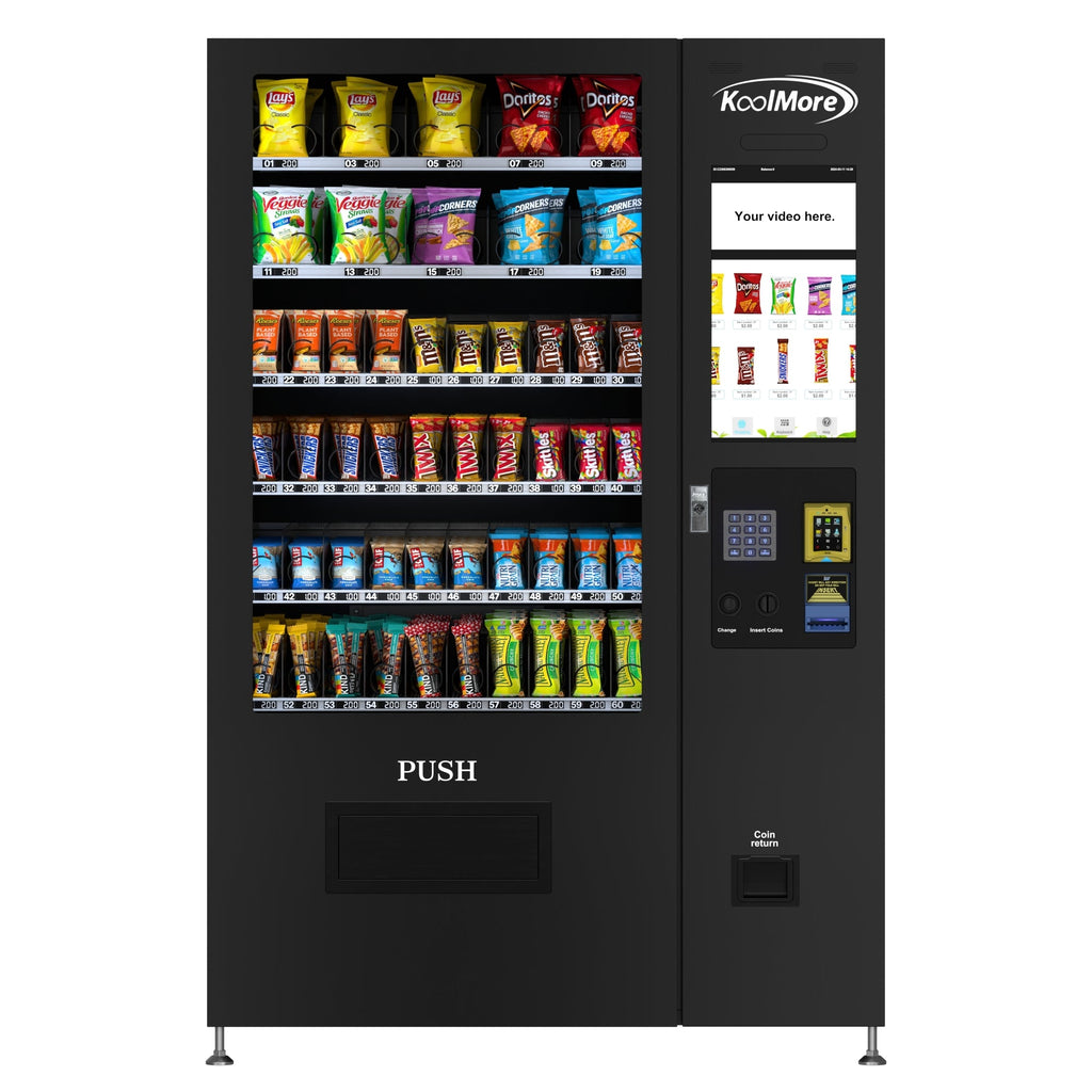 50 in. 60-Slot Snack Vending Machine with 22-inch Touch Screen, Credit Card Reader and Bill Acceptor in Black, Non-Refrigerated