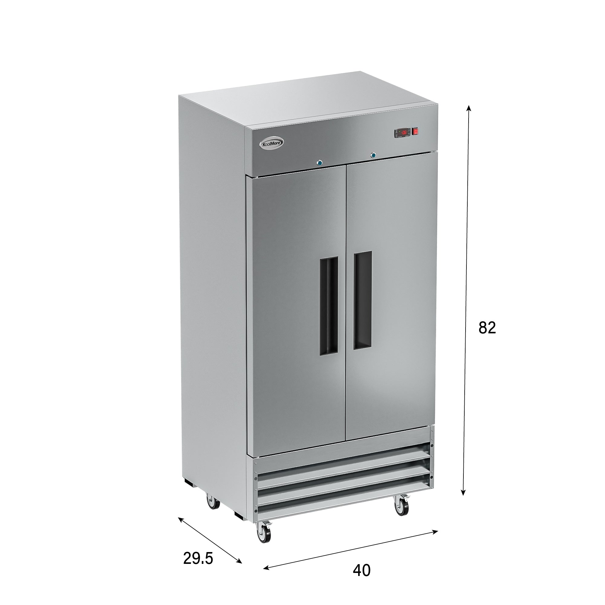 39 in. Commercial Stainless Steel 2-Door Reach-In Freezer, 30 cu. ft.