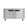 60 in. Two-Door Commercial Undercounter Freezer in Stainless Steel with Casters, ETL Listed