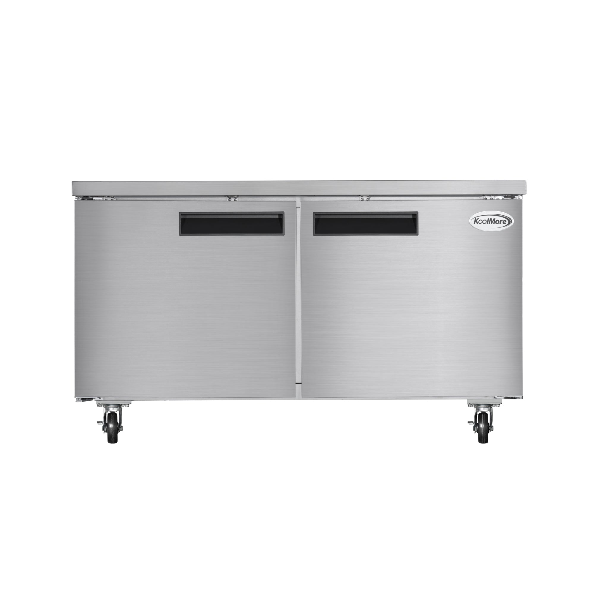 60 in. Two-Door Commercial Undercounter Freezer in Stainless Steel with Casters, ETL Listed