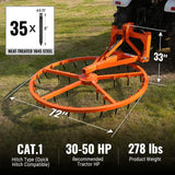 MechMaxx AHG72 Harrow Groomer 72" Arena Spin with 35 Tines Cat 1 3 Point Hitch Grooming Attachment New