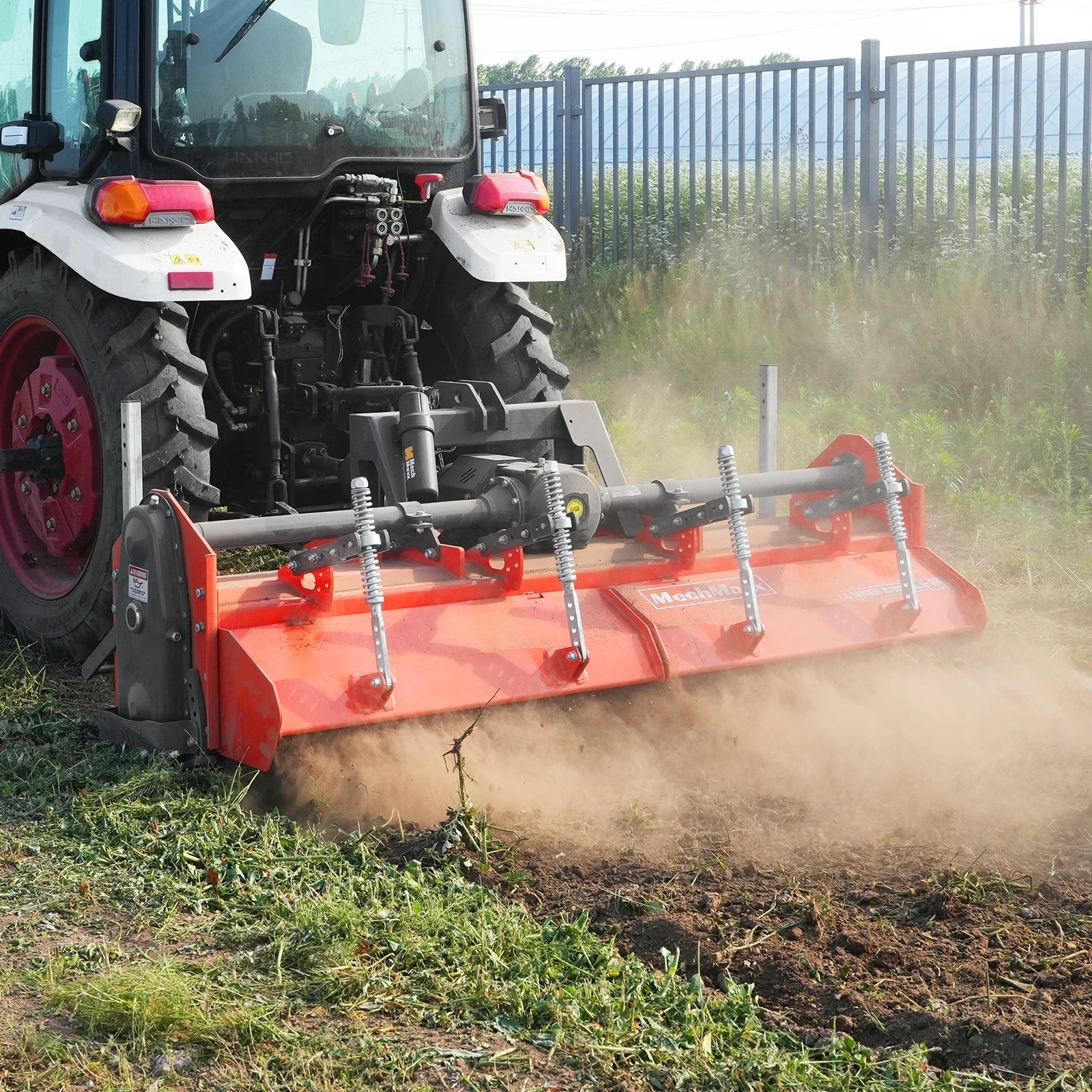 MechMaxx HRT90 Rotary Tiller 90" Heavy Duty 3 Point Hitch Cat.2 Gear Drive PTO Shaft Included Slip Clutch 50-90 HP New