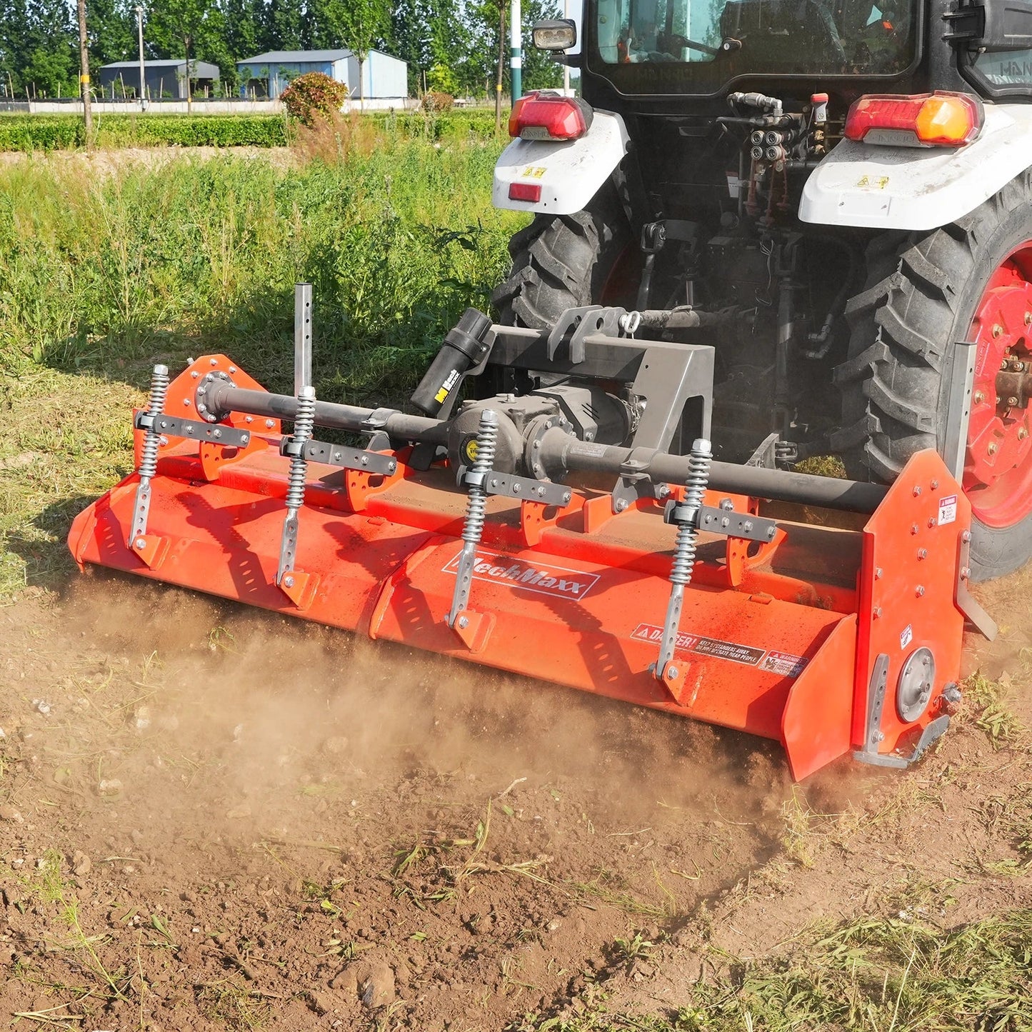 MechMaxx HRT90 Rotary Tiller 90" Heavy Duty 3 Point Hitch Cat.2 Gear Drive PTO Shaft Included Slip Clutch 50-90 HP New