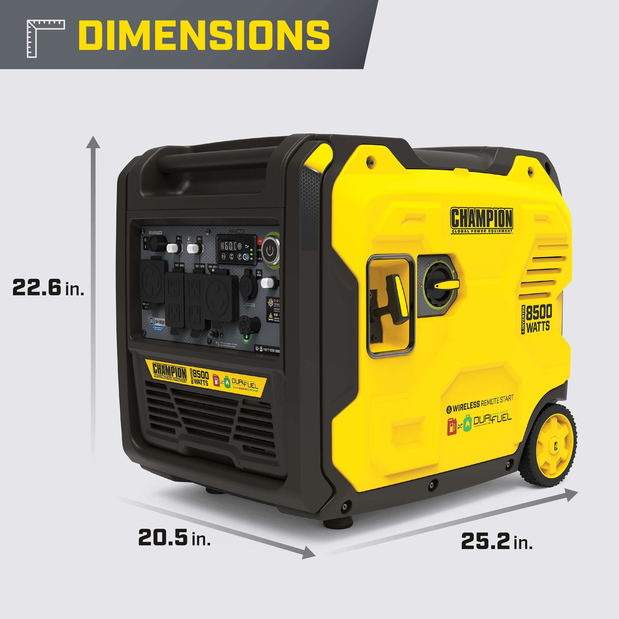 Champion 201536 6500W/8500W Generator Dual Fuel Gas Propane Inverter Low THD 50A CO Shield Remote Start New