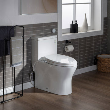 WOODBRIDGE T-0045 Toilet Modern Elongated with Soft Close Bidet Seat Dual Flush 1.1/1.6 GPF New