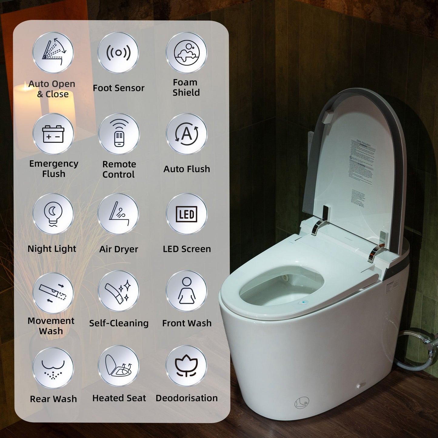 WOODBRIDGE EBT350 Smart Bidet Toilet Auto Open/Close Foot Sensor Heated Seat New