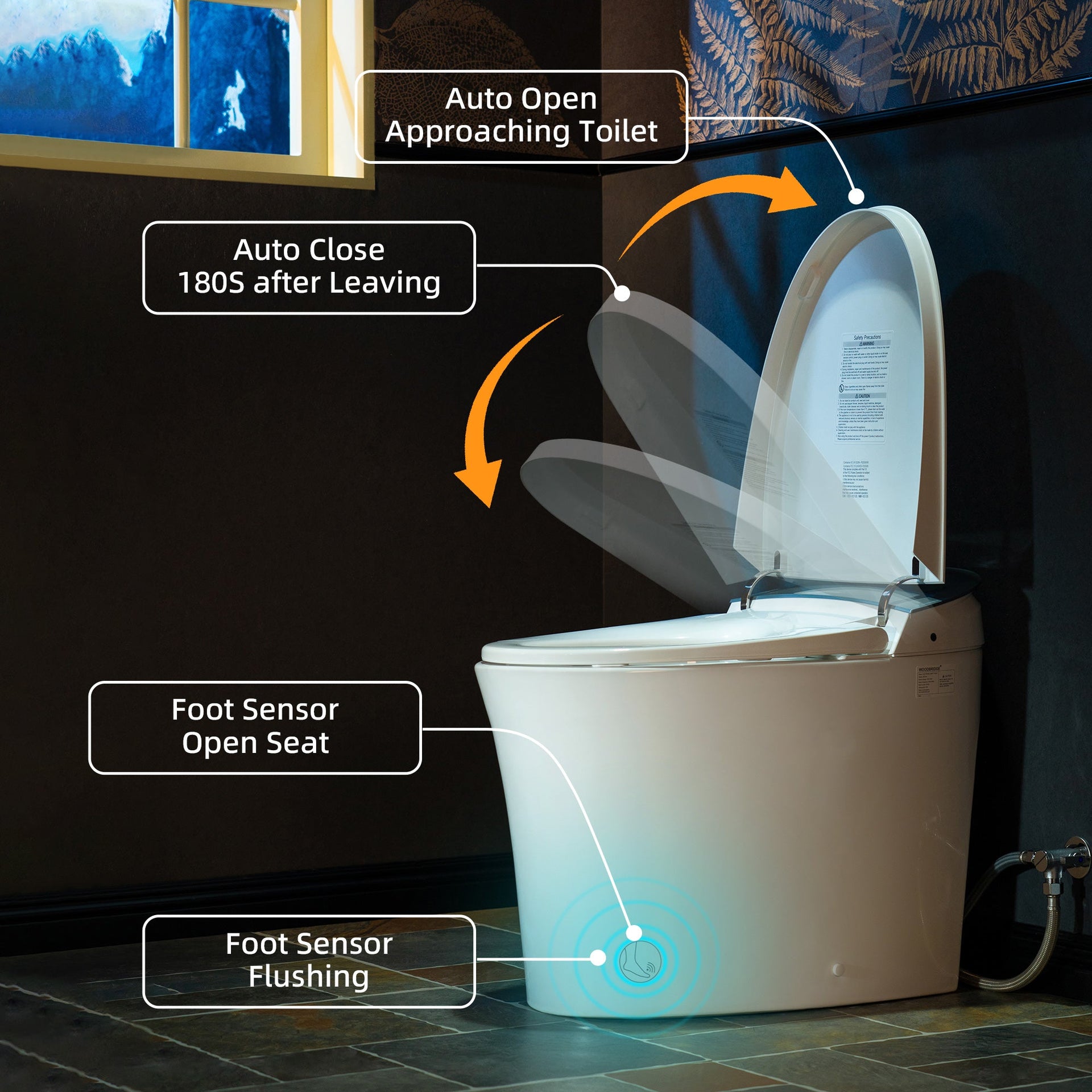 WOODBRIDGE EBT230 Bidet Toilet Smart Auto Open Close Foot Sensor Heated Seat New
