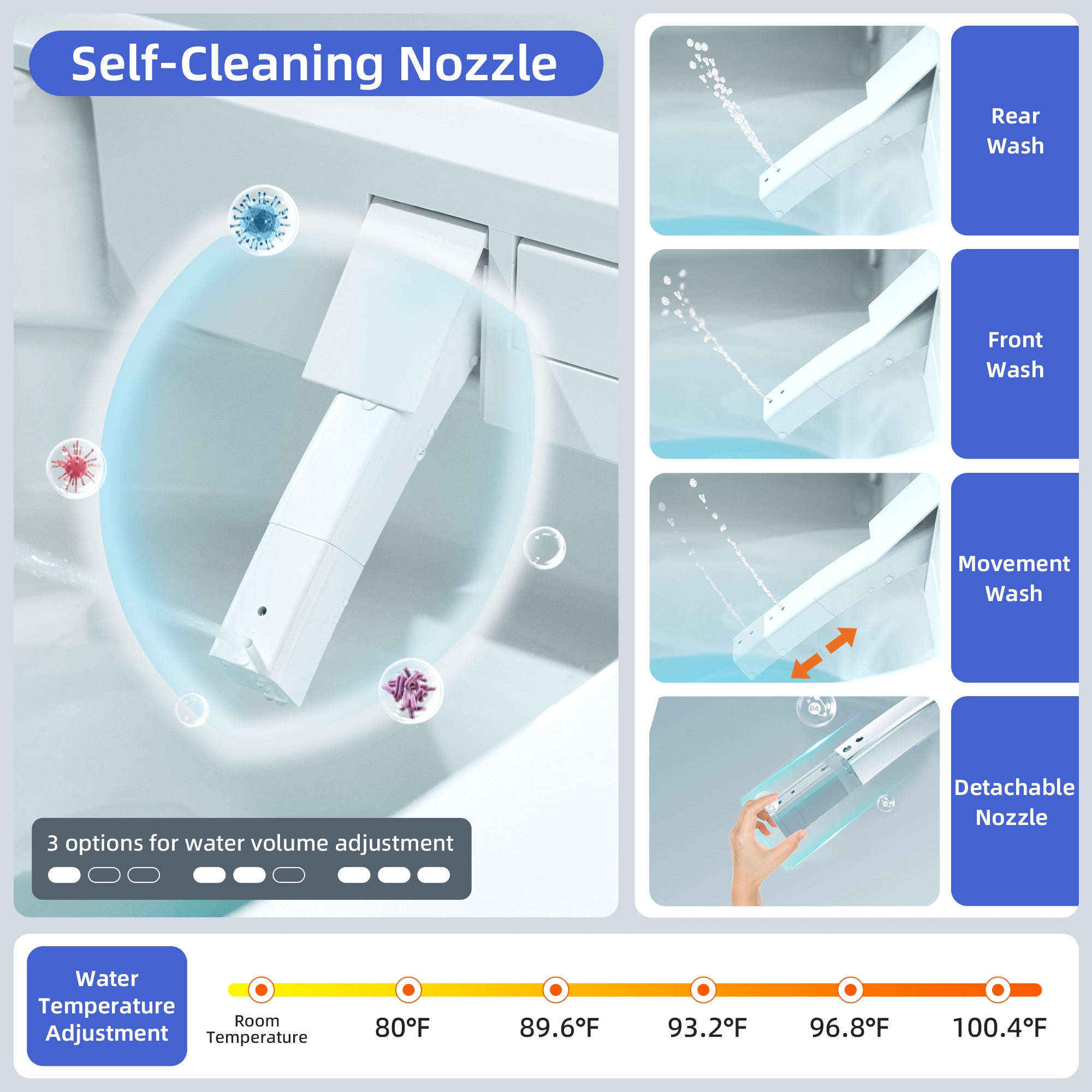 WOODBRIDGE EBT350 Smart Bidet Toilet Auto Open/Close Foot Sensor Heated Seat New