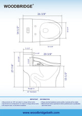 WOODBRIDGE T-0022 Luxury Toilet 1.28 GPF Elongated One Piece with Advanced Bidet Seat New