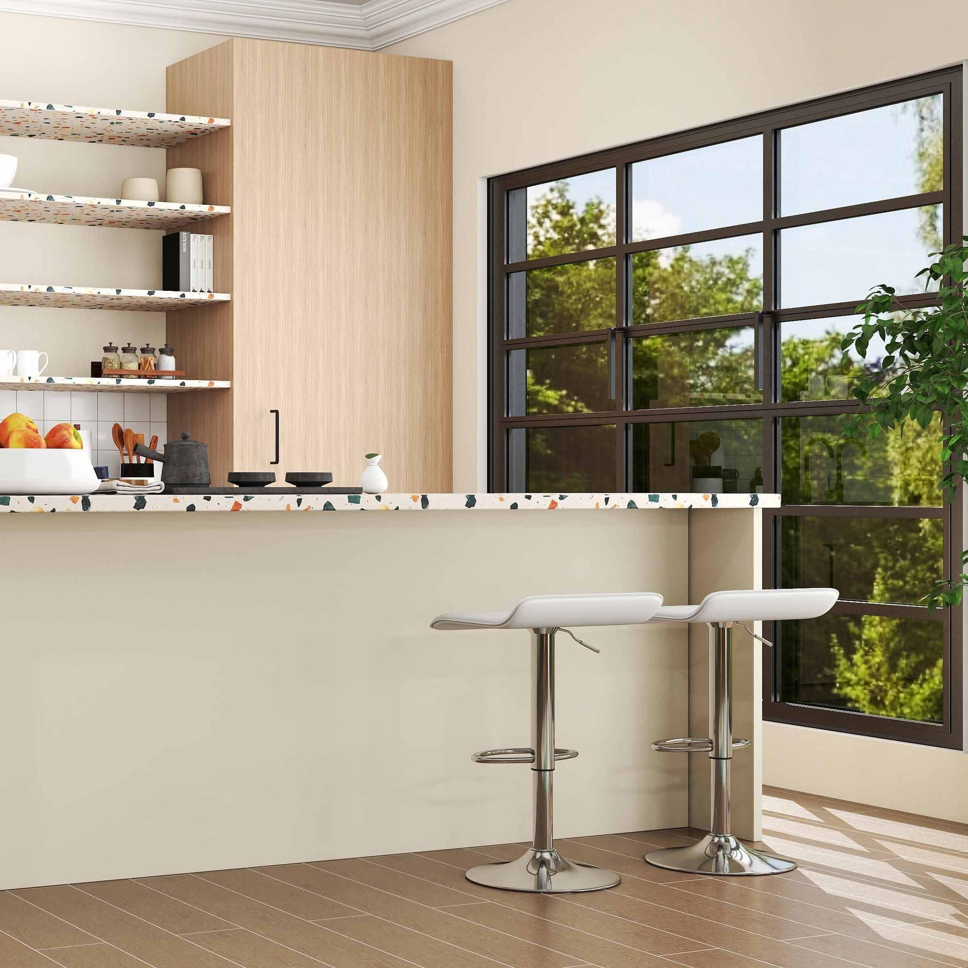 Costway 4-Piece Modern Glass Dining Table Set w/ Chairs, Bar Stools & Dresser 43214926 New