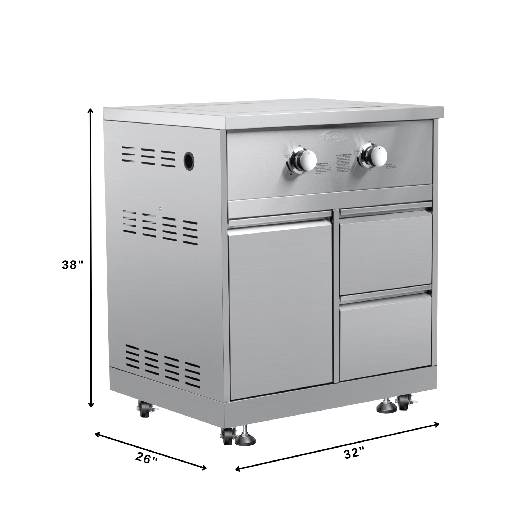 KoolMore Outdoor Kitchen Series Modular Kitchen with a Wood fire Pizza Oven, 3 Drawer Cabinet, Corner Cabinet, Sink, Side Buner, 30 in. BBQ Grill and Cabinet in Stainless-Steel
