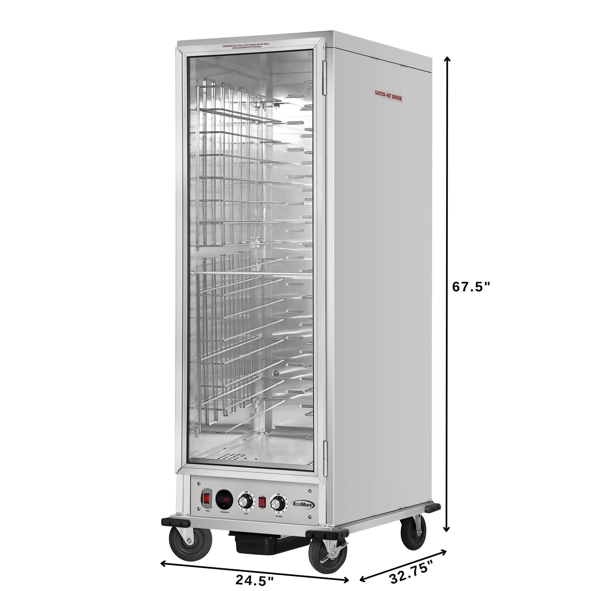 33 in. Commercial Insulated Heated Holding/Proofing Cabinet with Glass Door and Wire Racks in Silver