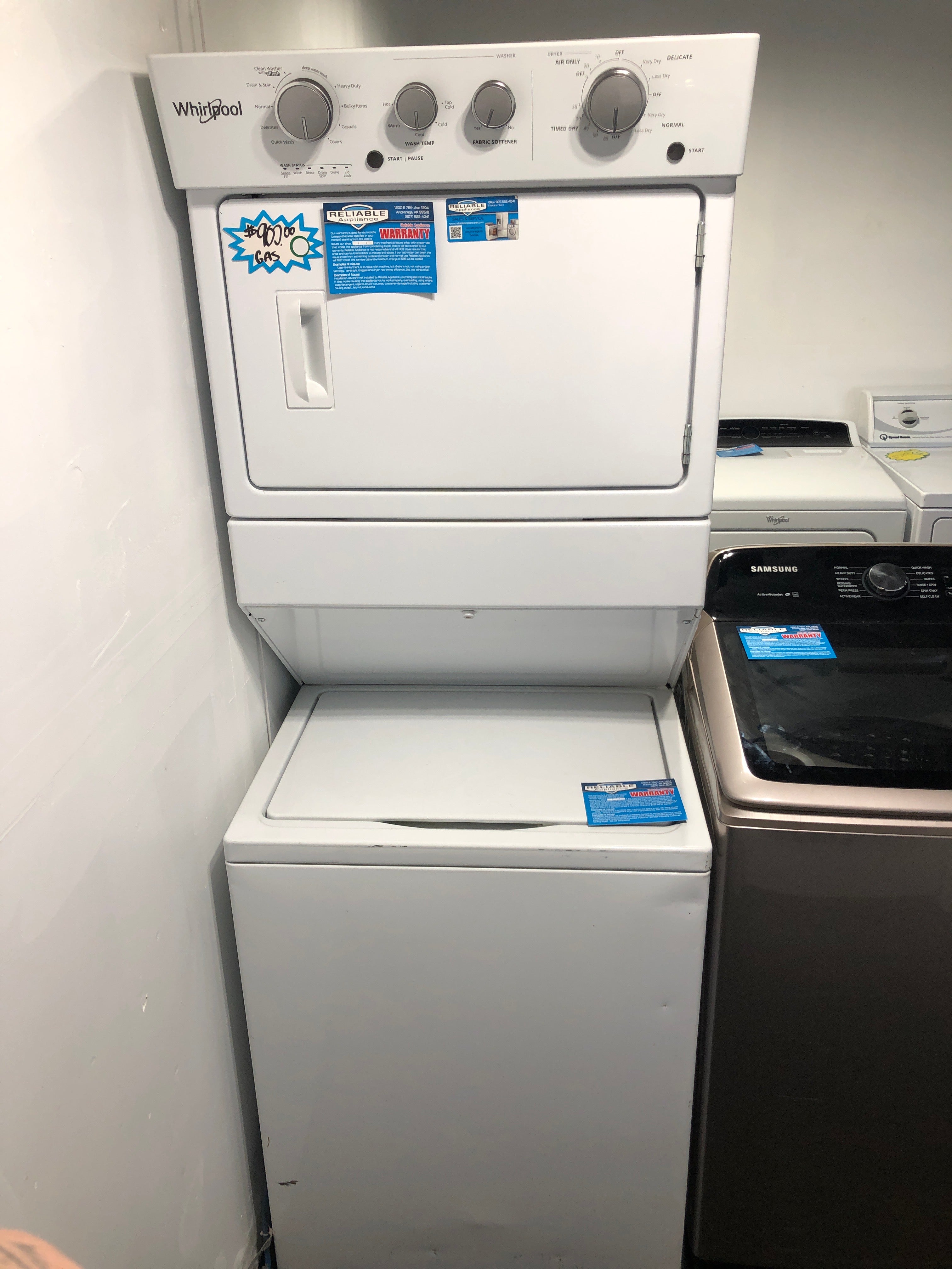 27” Whirlpool Gas Laundry Center