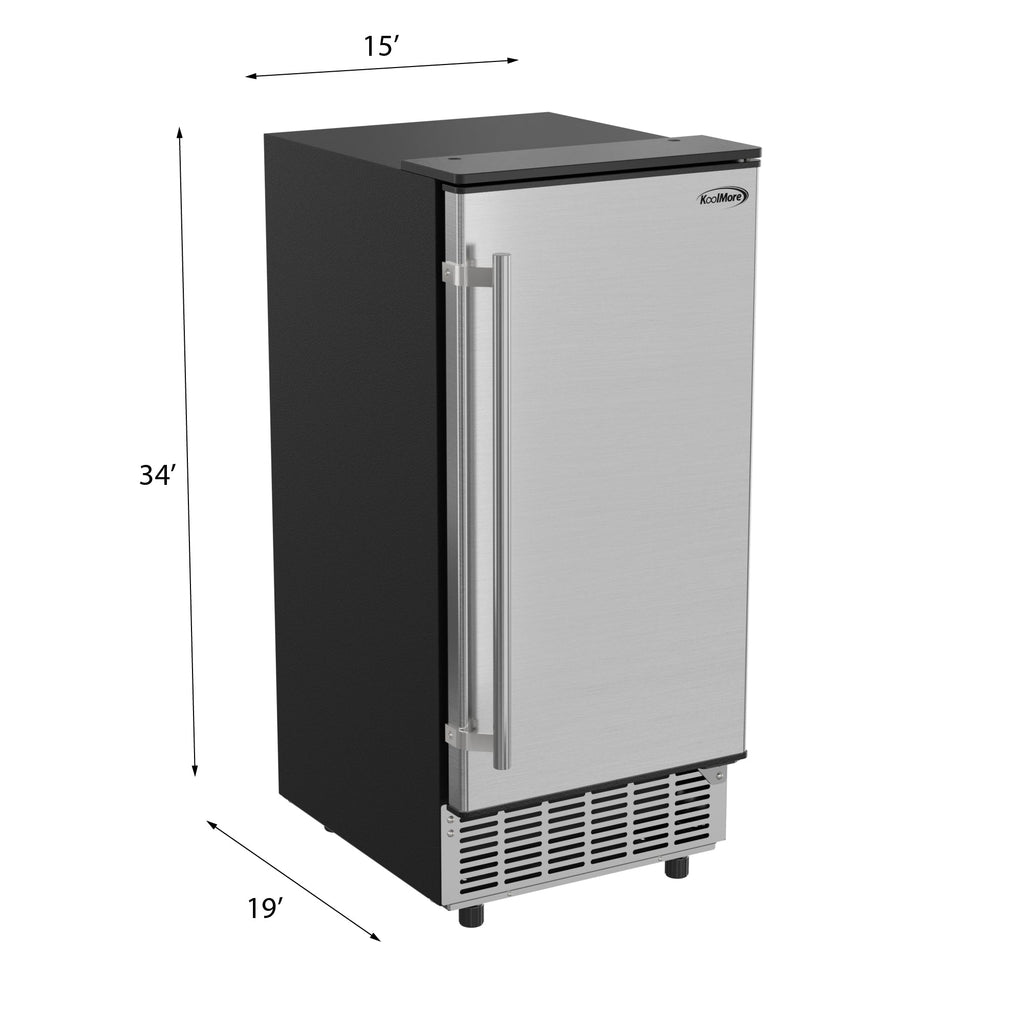 15 in. Stainless-Steel Built-In/Free-Standing Ice Maker, 75lbs/24h