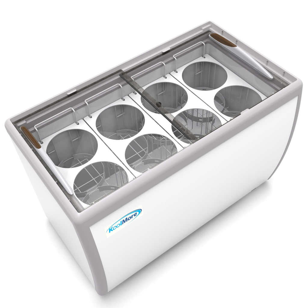 50 in. 8 Tub Ice Cream Dipping Cabinet Display Freezer with Sliding Glass Door, 13 cu. ft.