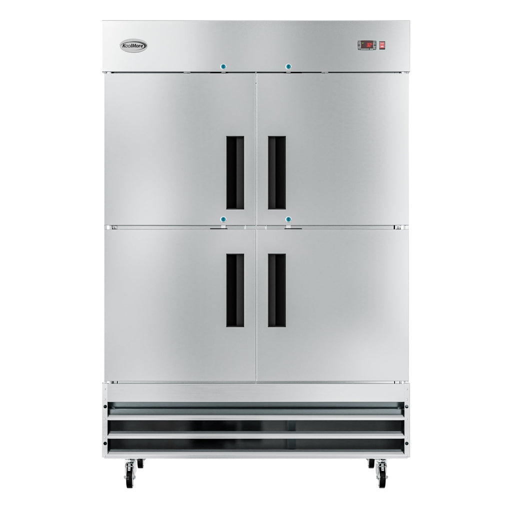 54 in. Commercial Stainless Steel Solid Half Door Reach-In Refrigerator 47 cu. ft.