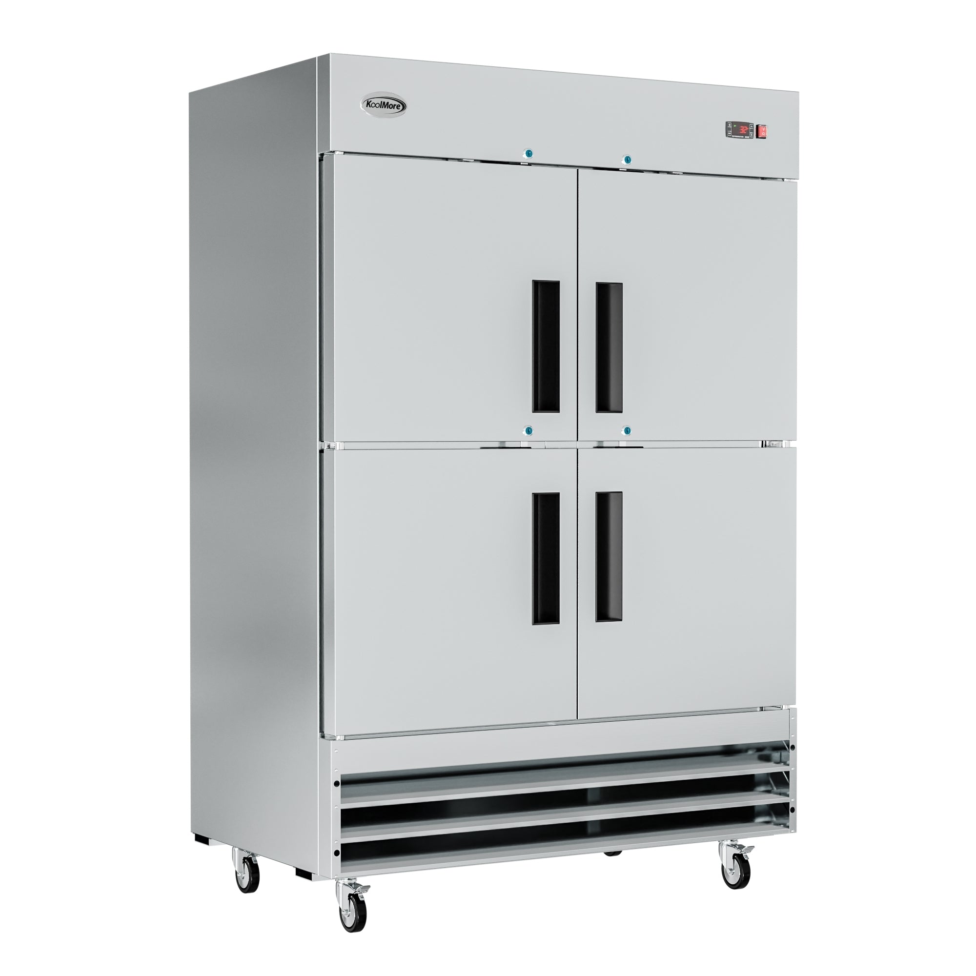 54 in. Commercial Stainless Steel Solid Half Door Reach-In Refrigerator 47 cu. ft.