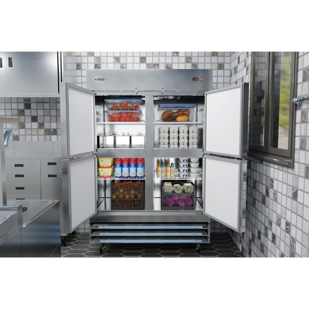 54 in. Commercial Stainless Steel Solid Half Door Reach-In Refrigerator 47 cu. ft.