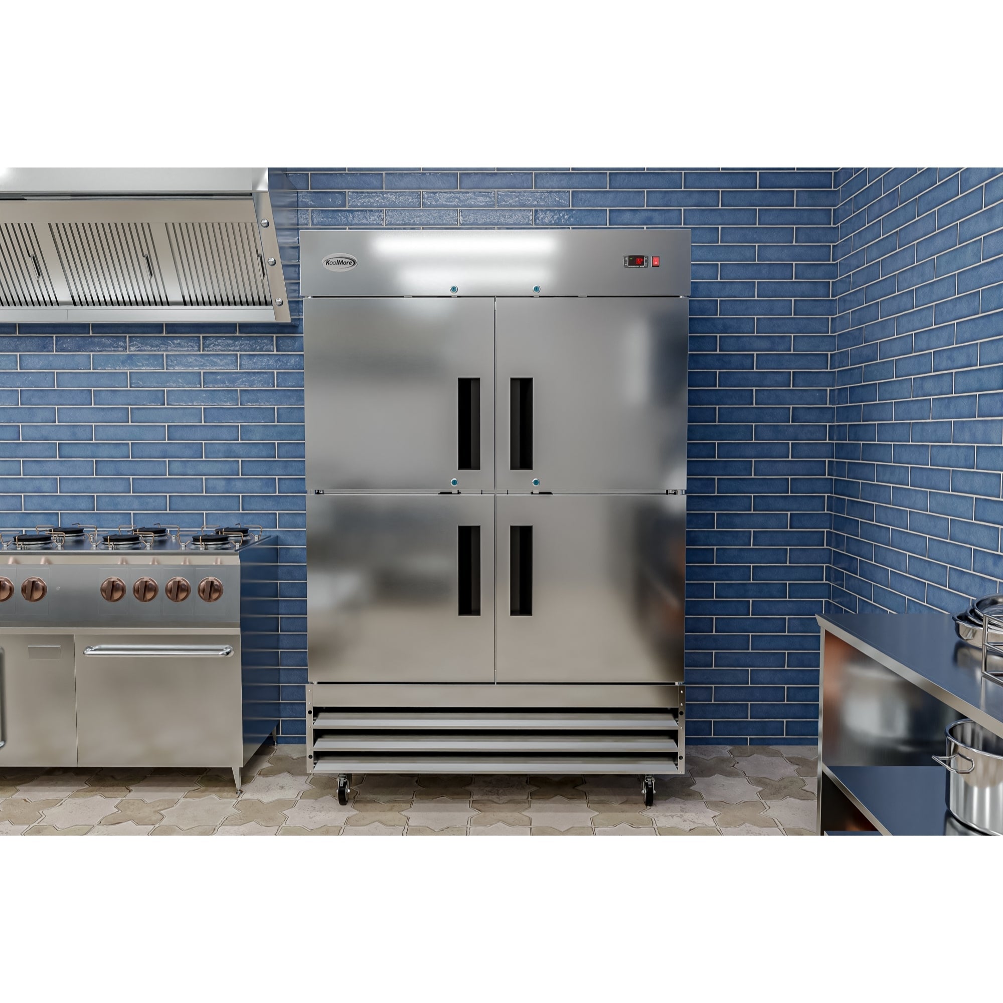 54 in. Commercial Stainless Steel Solid Half Door Reach-In Refrigerator 47 cu. ft.