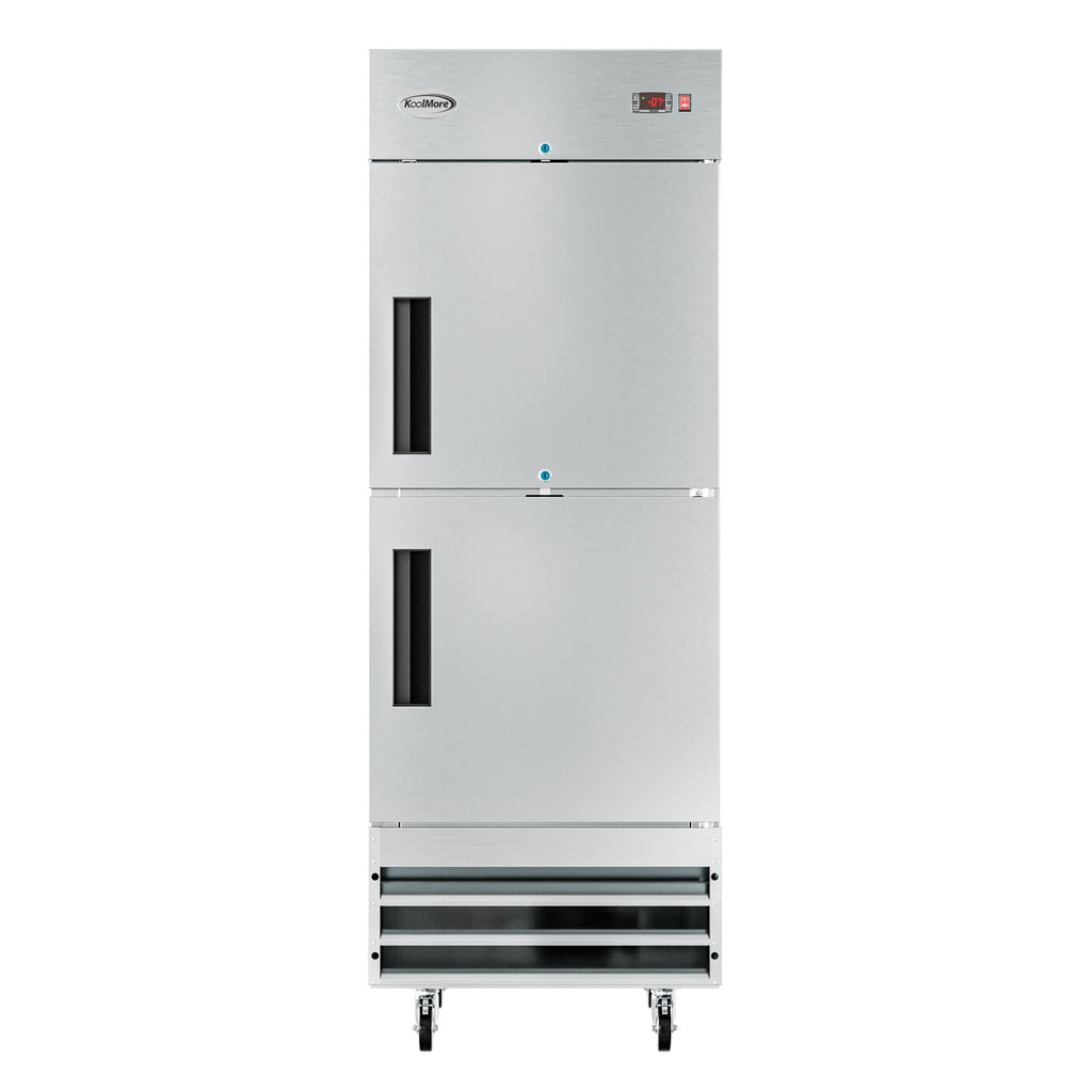 29 in. Commercial Stainless Steel Solid Half Door Reach-In Freezer 23 cu. ft.