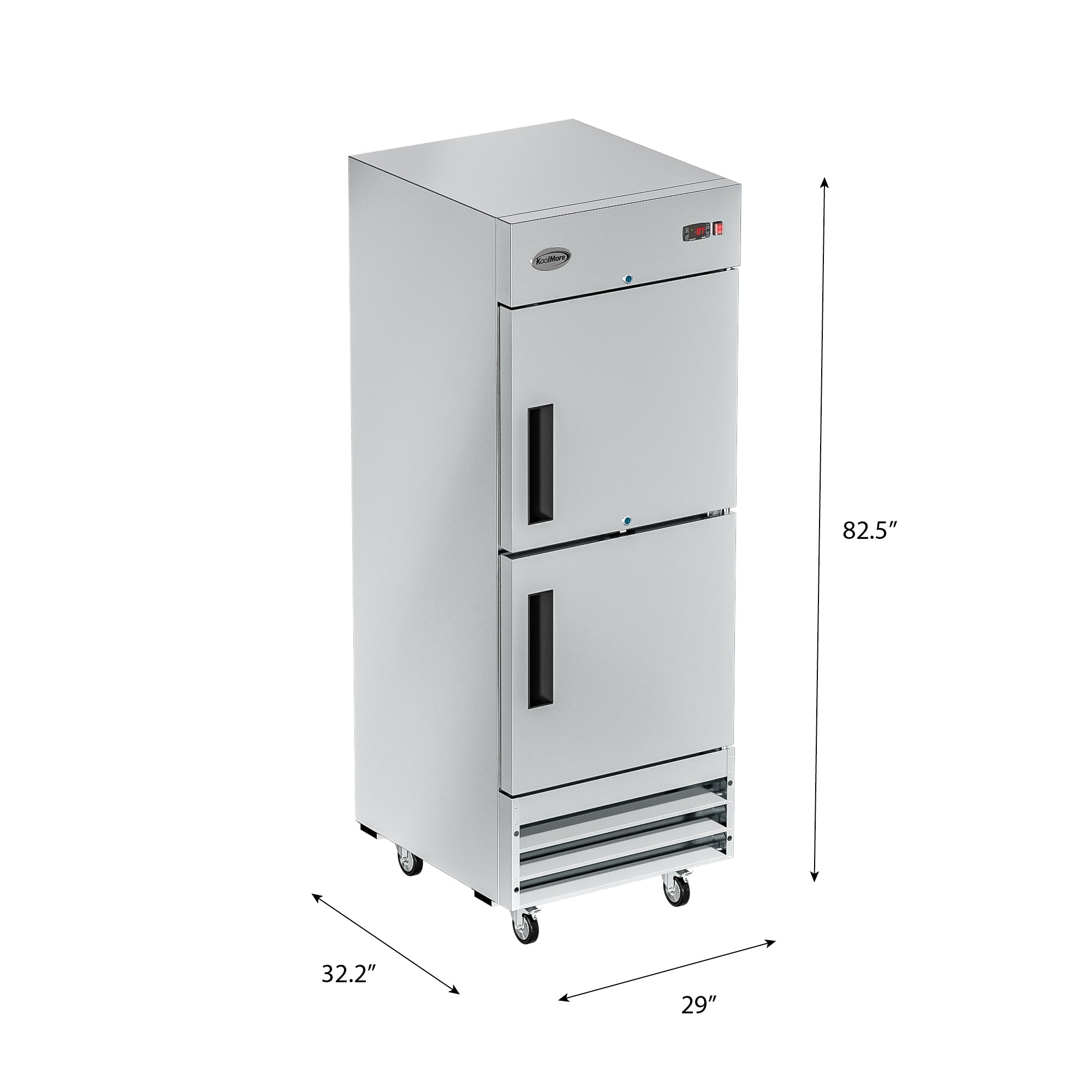 29 in. Commercial Stainless Steel Solid Half Door Reach-In Freezer 23 cu. ft.