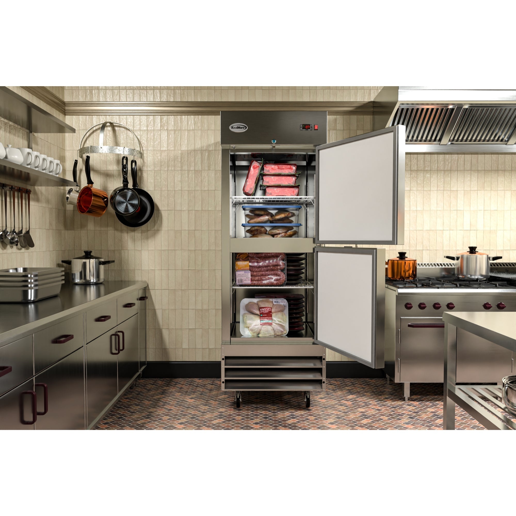 29 in. Commercial Stainless Steel Solid Half Door Reach-In Freezer 23 cu. ft.