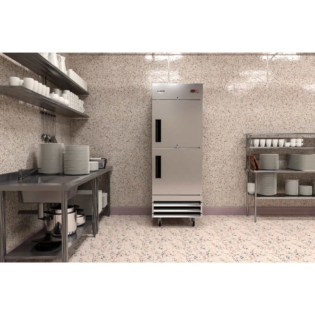 29 in. Commercial Stainless Steel Solid Half Door Reach-In Freezer 23 cu. ft.