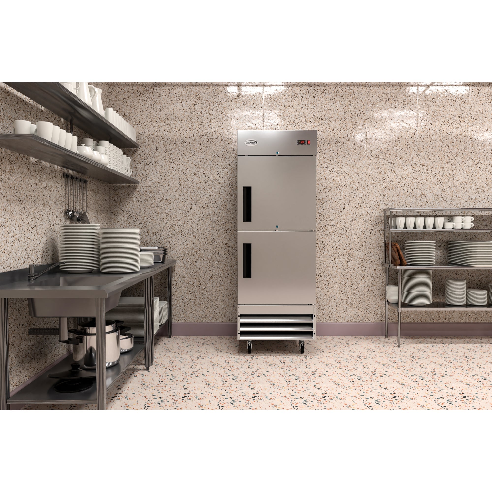 29 in. Commercial Stainless Steel Solid Half Door Reach-In Freezer 23 cu. ft.