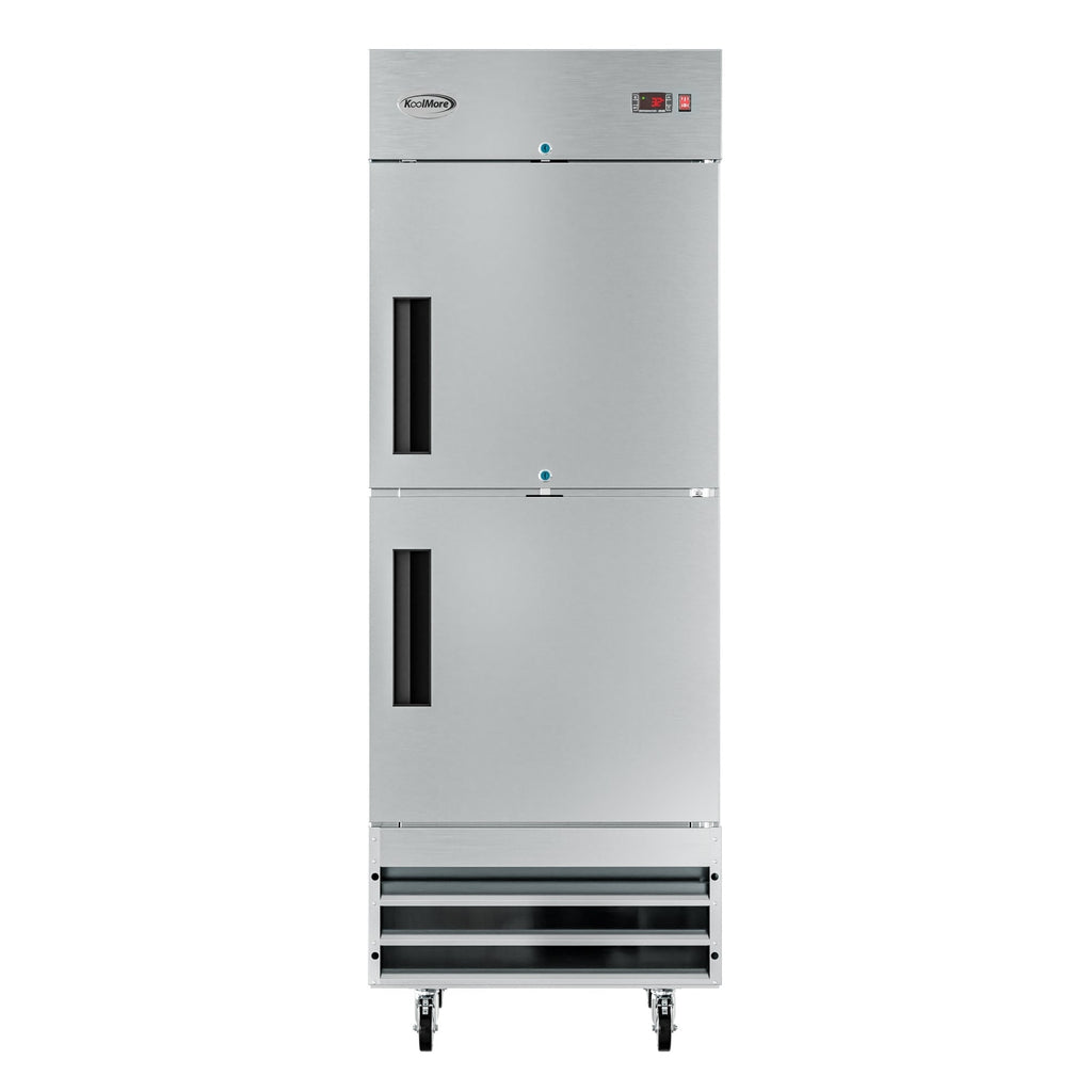 29 in. Commercial Stainless Steel Solid Half Door Reach-In Refrigerator, 23 cu. ft.