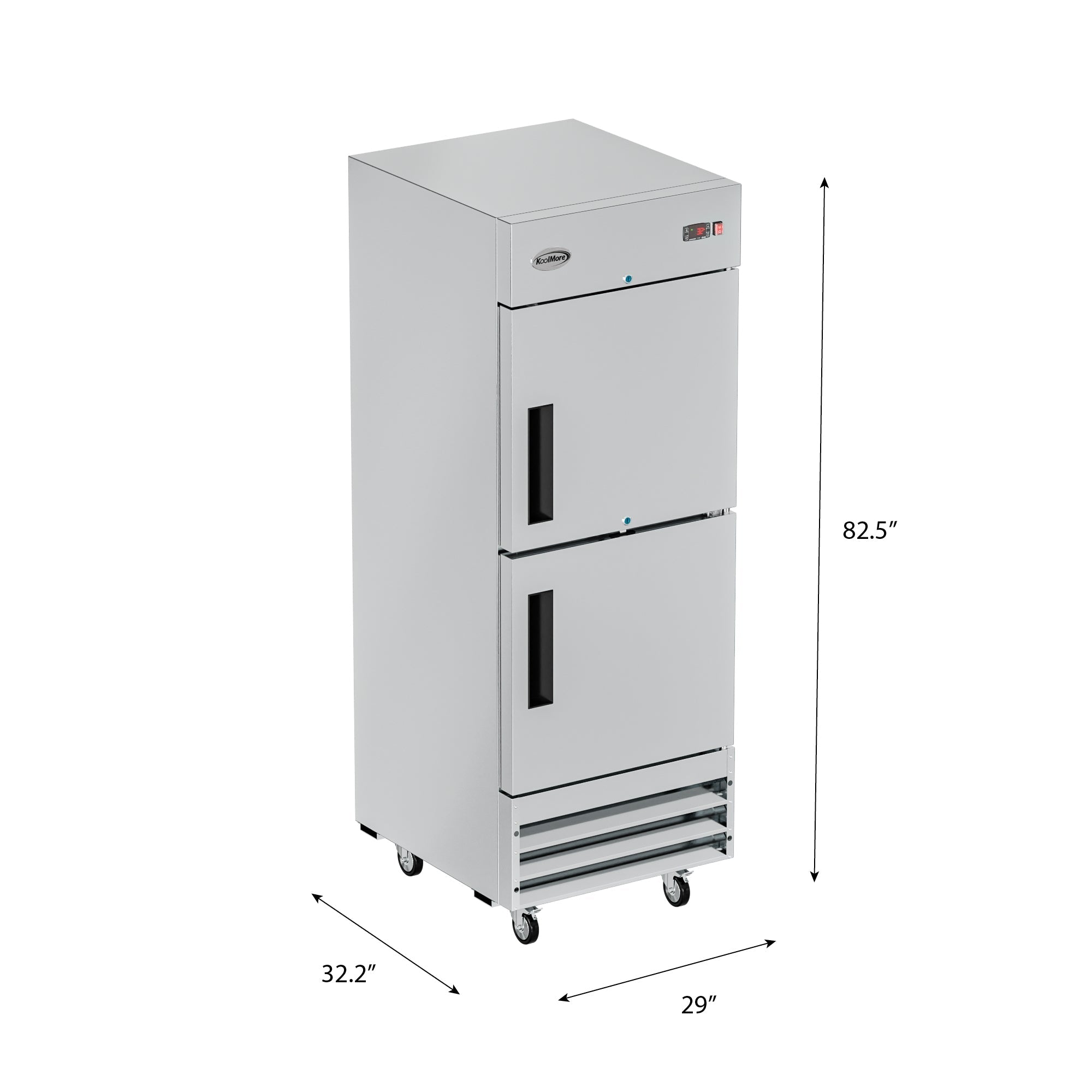 29 in. Commercial Stainless Steel Solid Half Door Reach-In Refrigerator, 23 cu. ft.