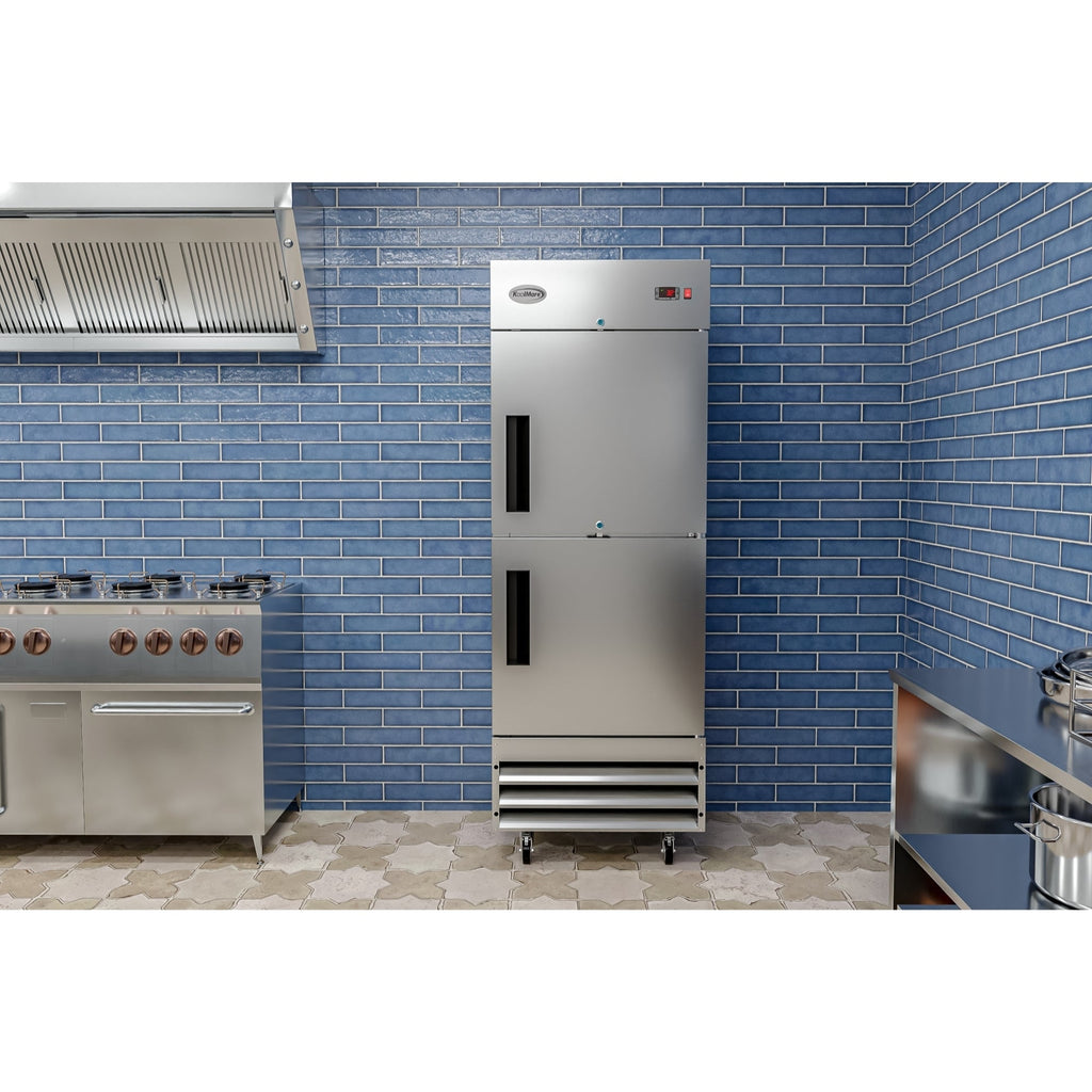 29 in. Commercial Stainless Steel Solid Half Door Reach-In Refrigerator, 23 cu. ft.