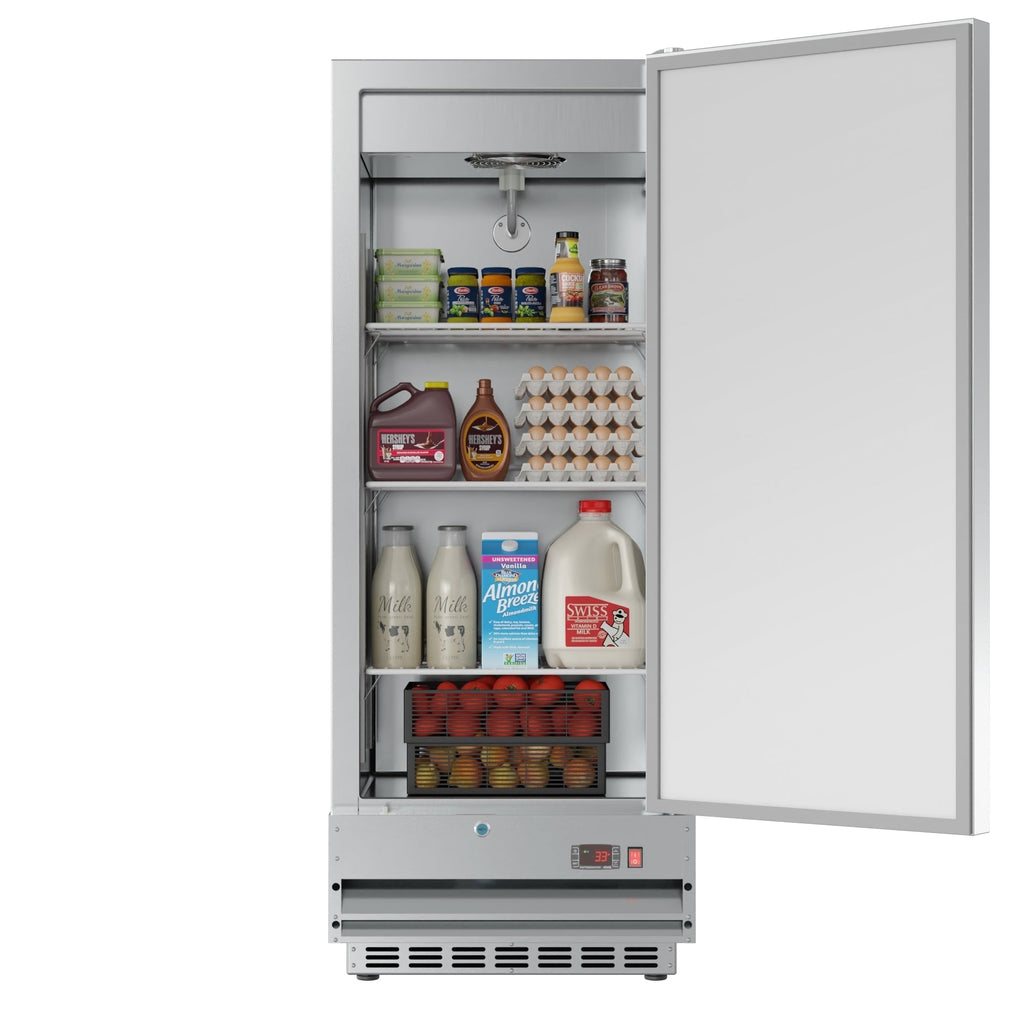 25 in. Commercial Stainless Steel 1-Door Reach-In Refrigerator, 12 cu. ft.