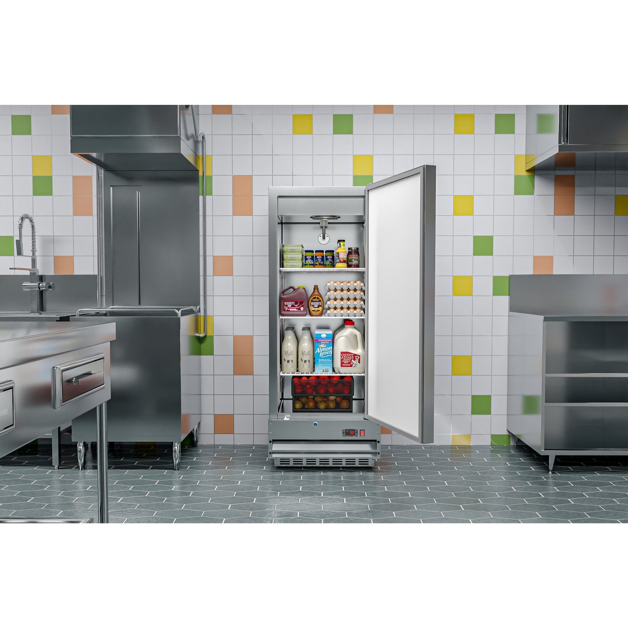 25 in. Commercial Stainless Steel 1-Door Reach-In Refrigerator, 12 cu. ft.