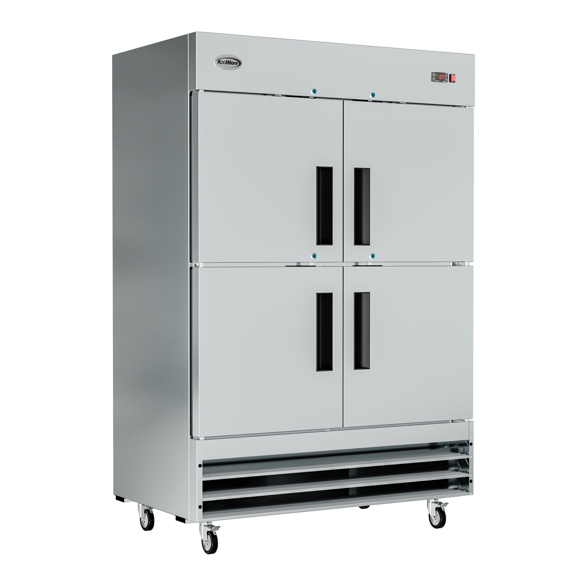 54 in. Commercial Stainless Steel Solid Half Door Reach-In Freezer, 47 cu. ft.