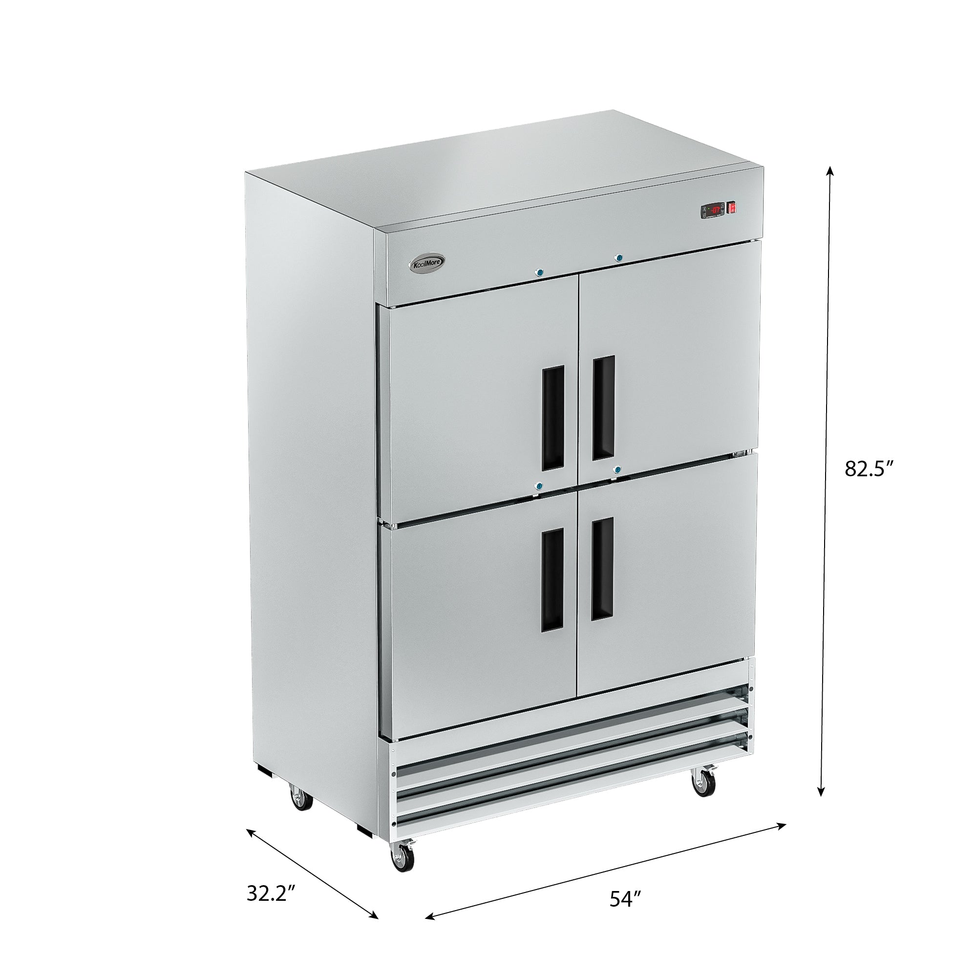 54 in. Commercial Stainless Steel Solid Half Door Reach-In Freezer, 47 cu. ft.