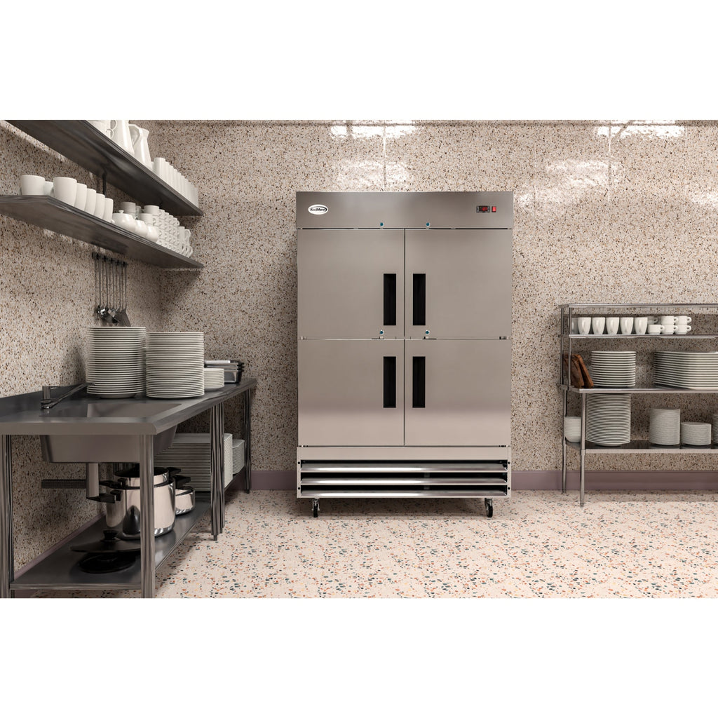54 in. Commercial Stainless Steel Solid Half Door Reach-In Freezer, 47 cu. ft.