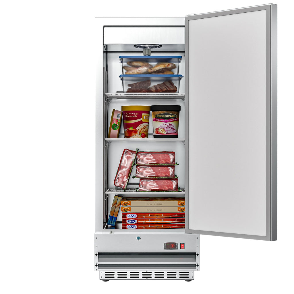 25 in. Commercial Stainless Steel 1-Door Reach-In Freezer, 12 cu. ft.