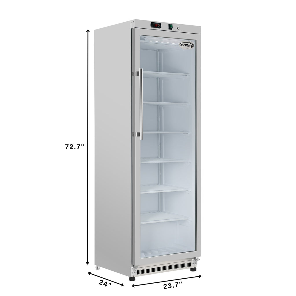 12 Cu. ft. Commercial Freezer with Glass Door in Stainless Steel - Manual Defrost