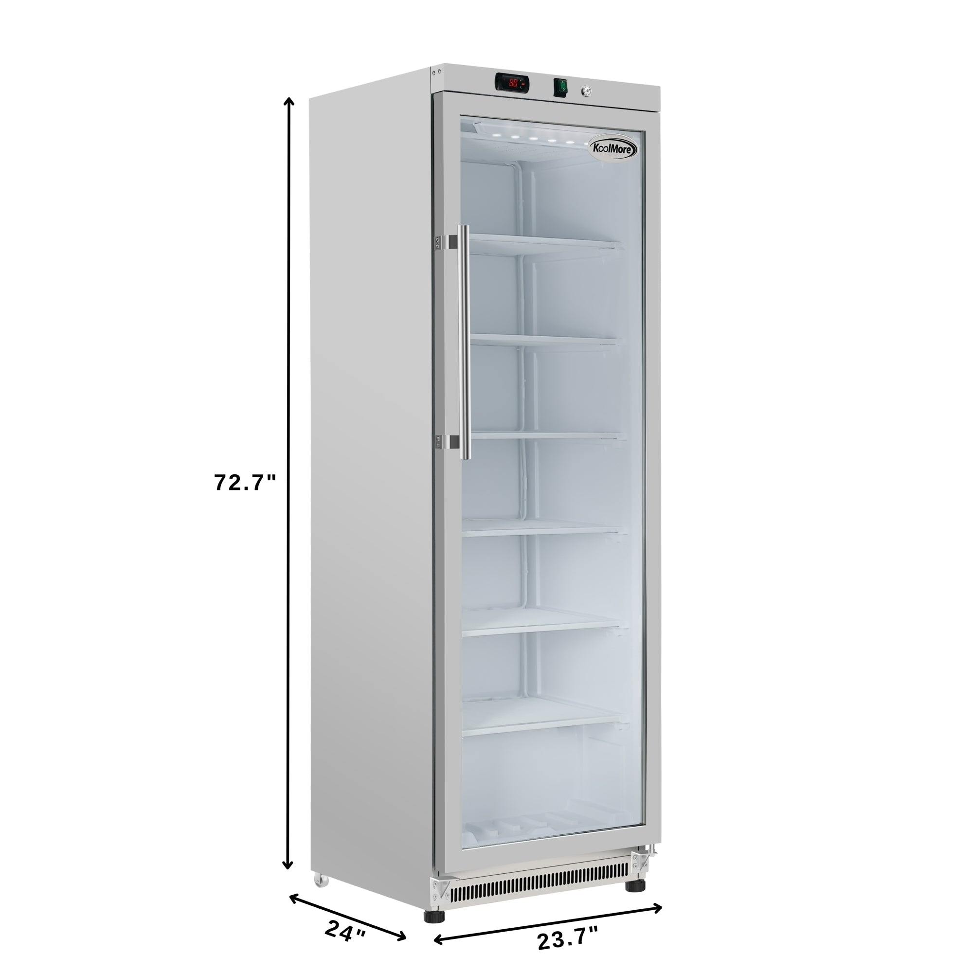 12 Cu. ft. Commercial Freezer with Glass Door in Stainless Steel - Manual Defrost