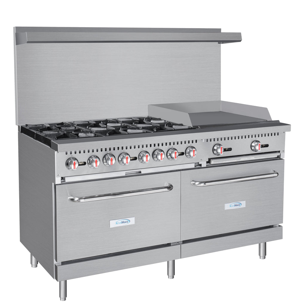 60 in. 6 Burner Commercial LP Range with 24 in. Griddle in Stainless-Steel