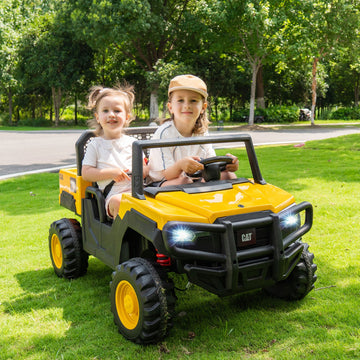 Costway 24V Licensed Caterpillar 2-Seater Ride On Dump Truck w/ Remote Control 96568345 New