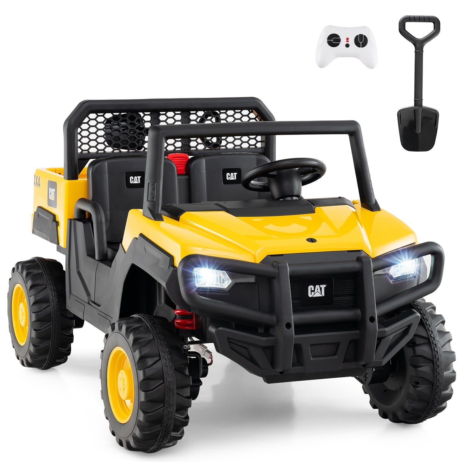Costway 24V Licensed Caterpillar 2-Seater Ride On Dump Truck w/ Remote Control 96568345 New