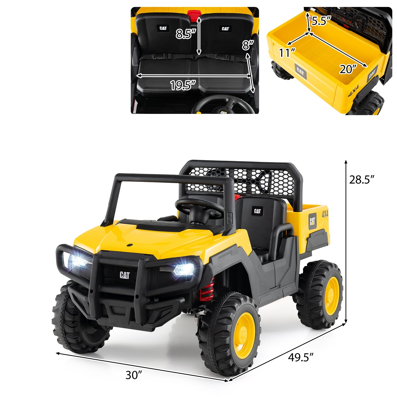 Costway 24V Licensed Caterpillar 2-Seater Ride On Dump Truck w/ Remote Control 96568345 New