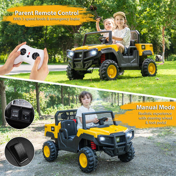 Costway 24V Licensed Caterpillar 2-Seater Ride On Dump Truck w/ Remote Control 96568345 New