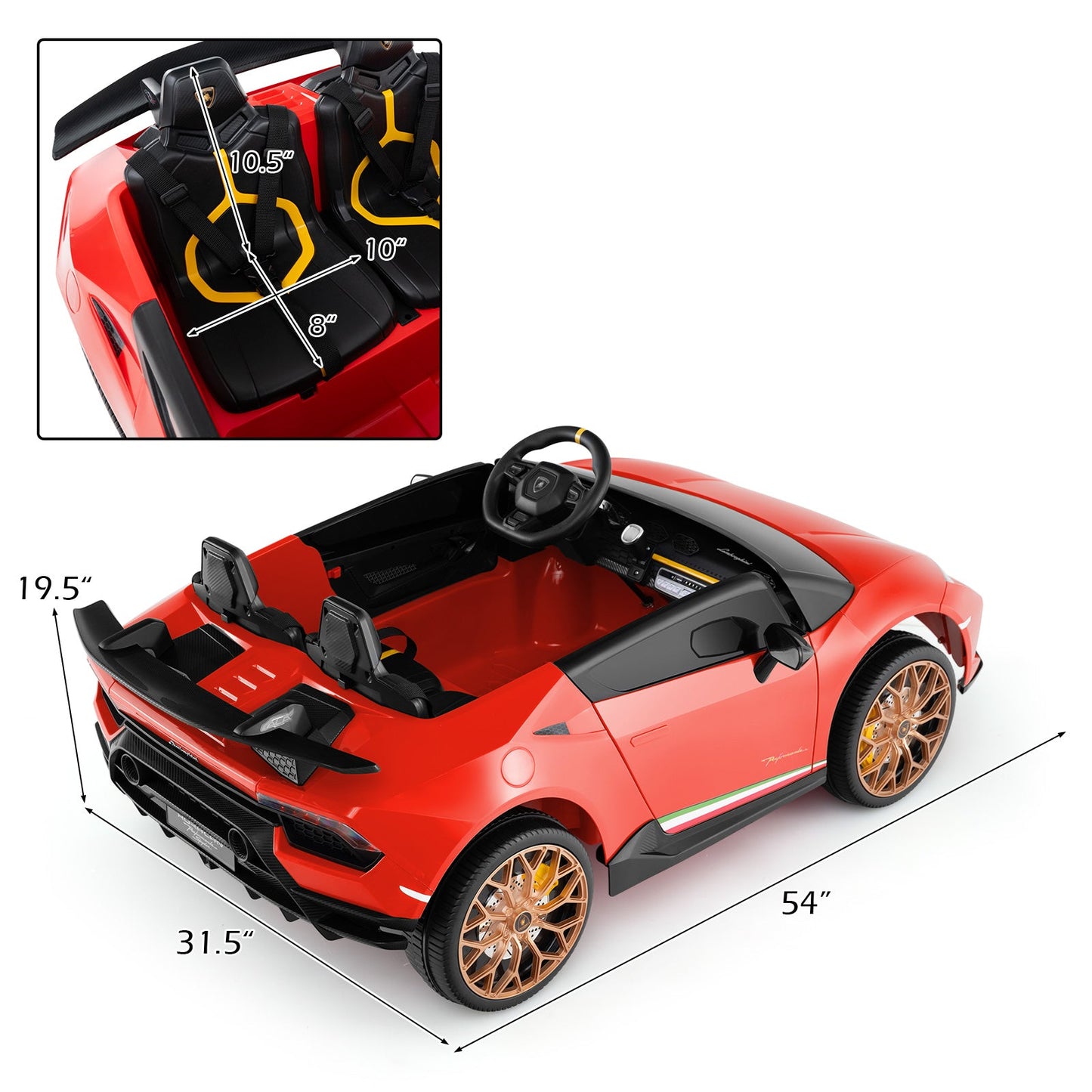 Costway 24V 4WD 2-Seater Licensed Lamborghini Kids Ride-On Car w/ Music 67437375 New