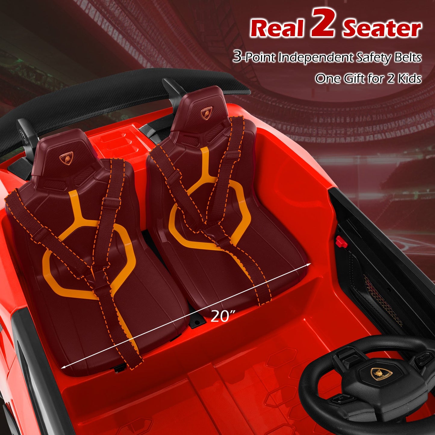 Costway 24V 4WD 2-Seater Licensed Lamborghini Kids Ride-On Car w/ Music 67437375 New