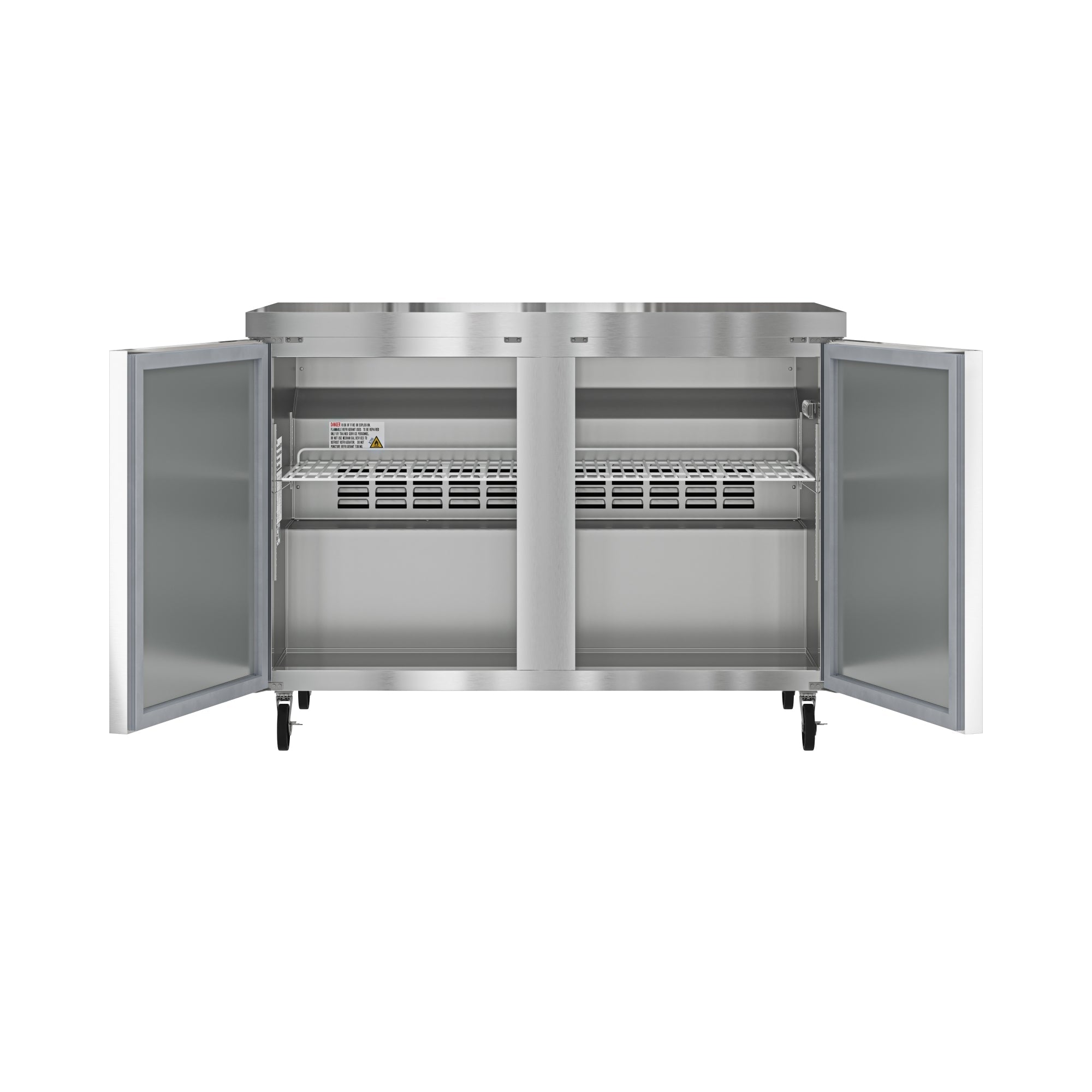 48 in. Two Door Commercial Undercounter Refrigerator in Stainless-Steel 11 cu. ft.