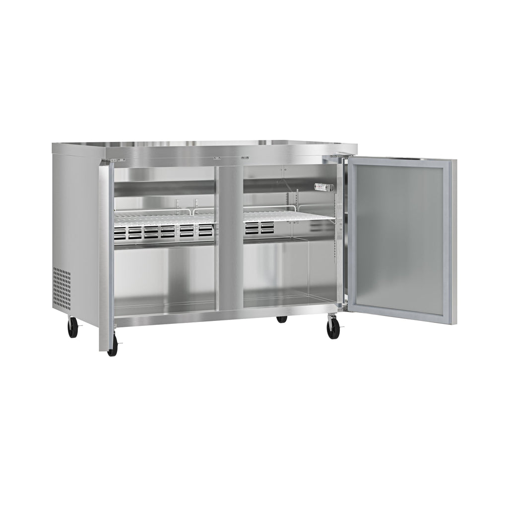 48 in. Two Door Commercial Undercounter Refrigerator in Stainless-Steel 11 cu. ft.