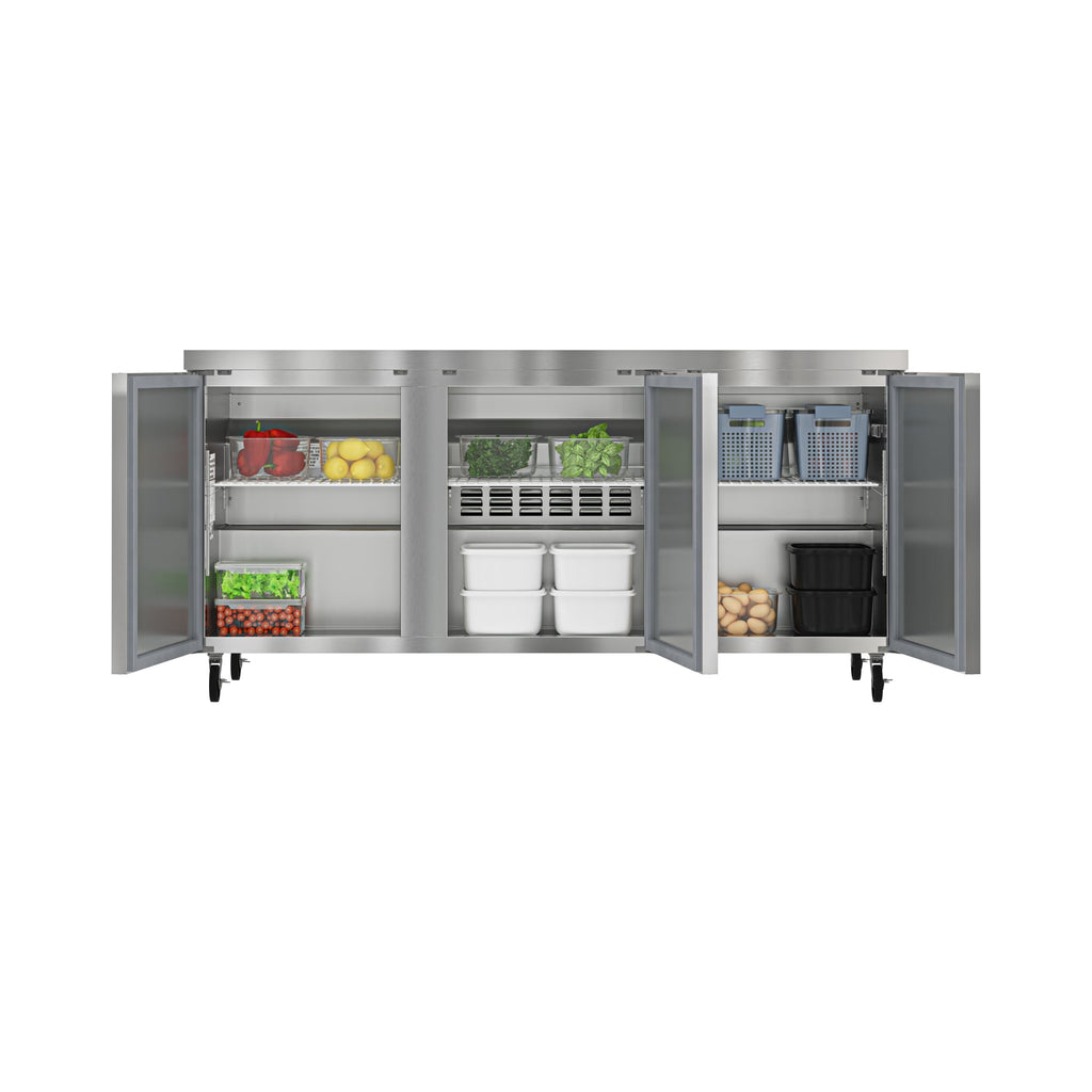 72 in. Three Door Commercial Undercounter Refrigerator 18 cu. ft.